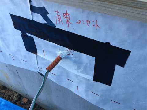 外部コンセントの配線